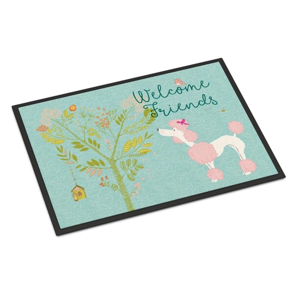 Carolines Treasures Welcome Friends Pink Poodle Indoor or Outdoor Mat, 18 x 27 in. BB7613MAT - main